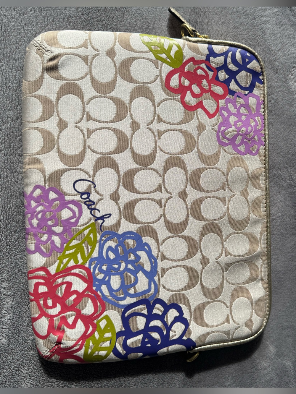 Coach Signature Floral Tablet iPad Zip Case Y2K
